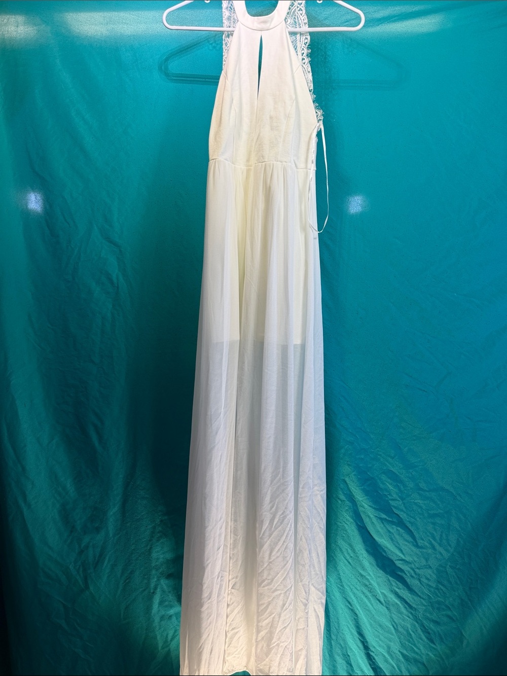 Lulu's White Lace-Back Halter Dress